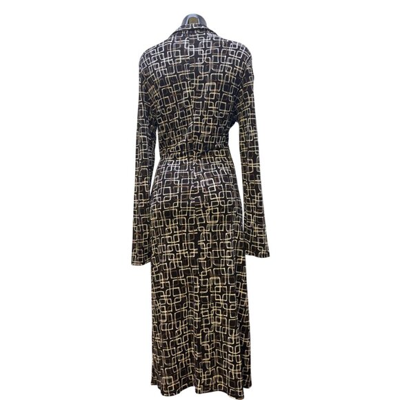 NWT Talbots Geometric Print Dress Black/White/Brown 10 - Picture 2 of 6